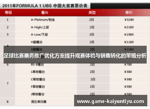 足球比赛票务推广优化方案提升观赛体验与销售转化的策略分析