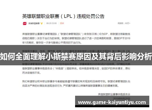 如何全面理解小斯禁赛原因及其背后影响分析